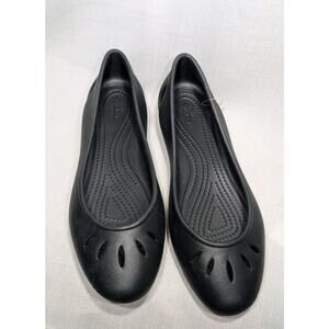 Crocs Kelli Ballet Flats Shoes Womens‎ Sz 8 Black Cut Out Comfort Slip On 203954
